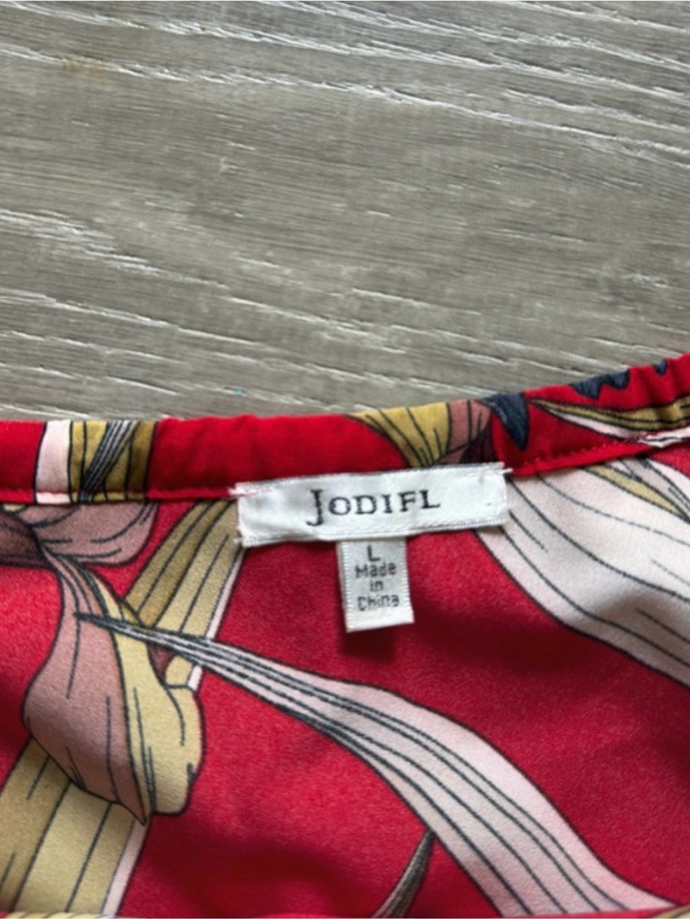 Red Floral One-Shoulder Ruffle Shirt - Picture 3 of 3